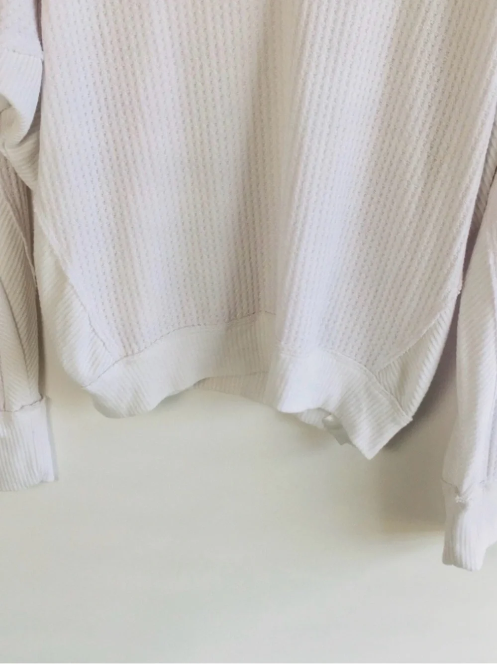 Free People Santa Clara Thermal Top White Oversized Waffle Knit